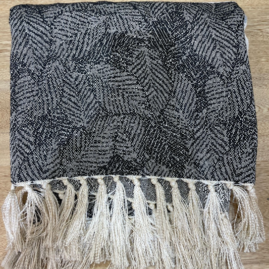 Manta Decorativa Tulum en Tejido Jacquard con Flecos Boho Chic