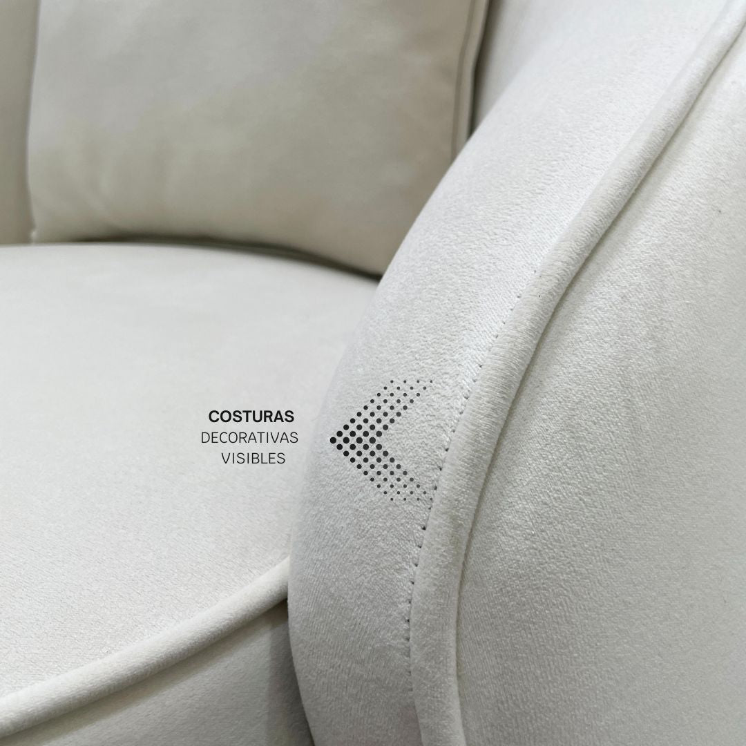 Detalle de brazos integrados en la Poltrona Doha