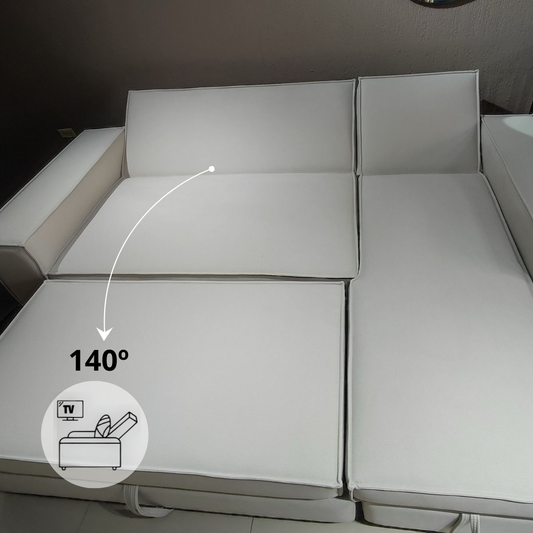 Sala cama Alemán extendido como cama con inclinación de 140 grados.