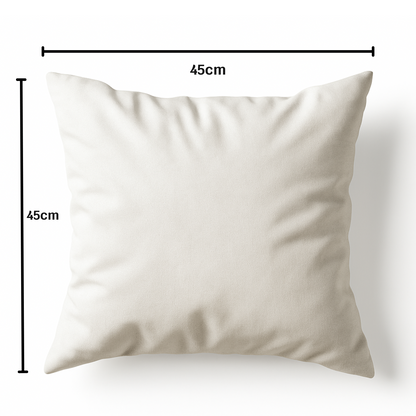 Medidas cojín decorativo cuadrado 45x45 cm en tela bouclé diseño colombiano.
