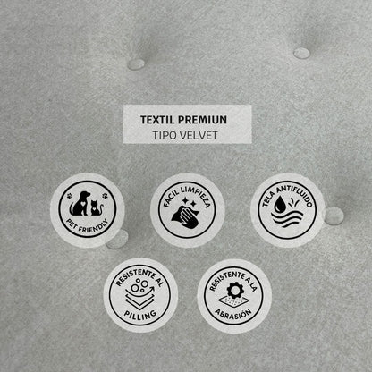 Tela del Sofá Cama Molly con tecnología pet friendly, antifluido, resistente a la abrasión y fácil limpieza.