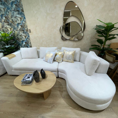 Sala en L personalizable con espuma de alta tecnología y tapizado suave, fabricada en Colombia.